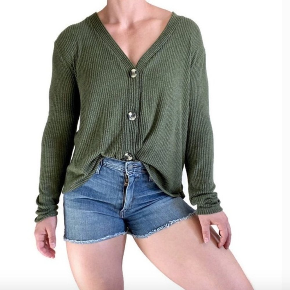 Green Ribbed Nordstrom Sweater